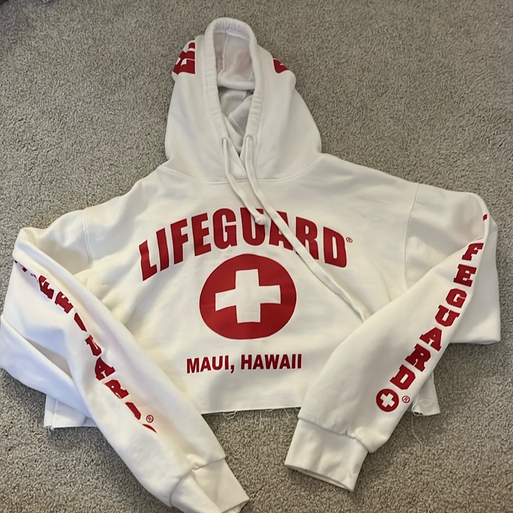 Cropped white lifeguard hoodie
